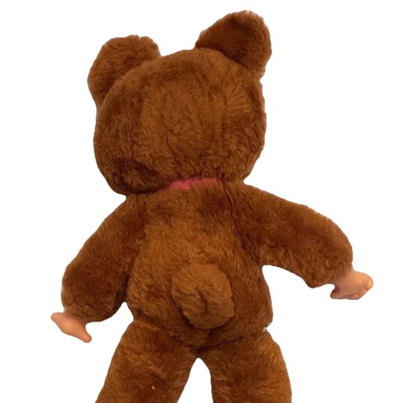 Vintage 1974 Monchhichi Female Thumb-Sucker Doll Pink Bow Japan 15" Plush - Picture 6 of 7